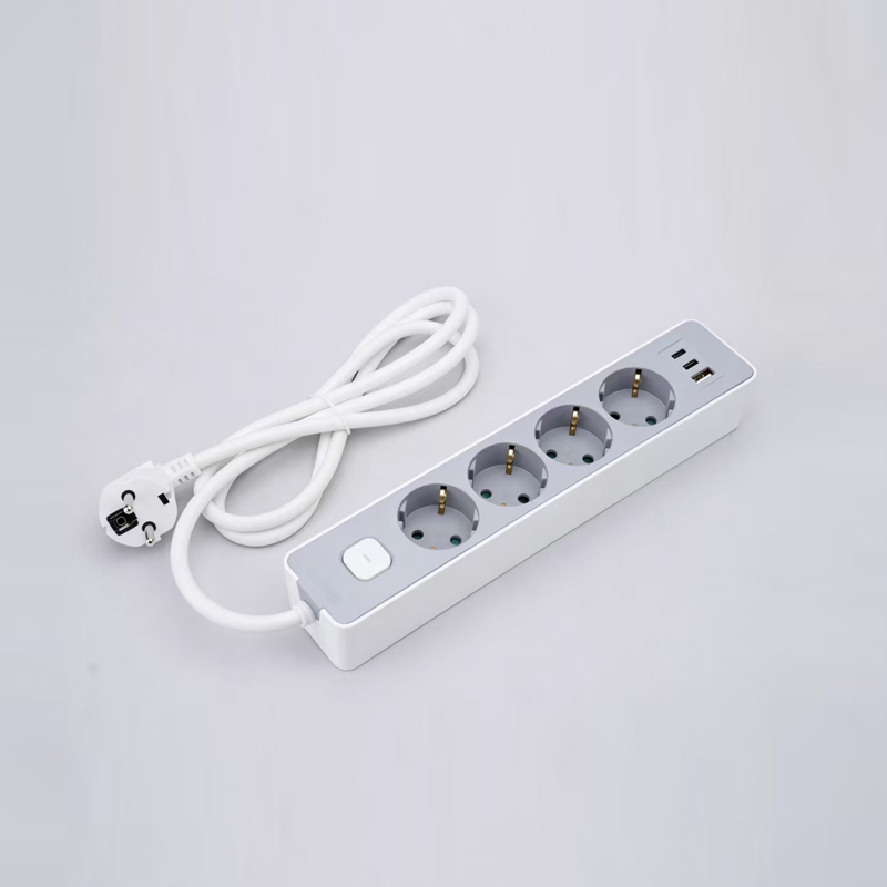 LOB-05K-AC مشترك طاقة من النوع الألماني 5 منافذ مع مفتاح وشاحن سريع PD ومنفذ USB-A ومنفذين من النوع C متعدد المقبس